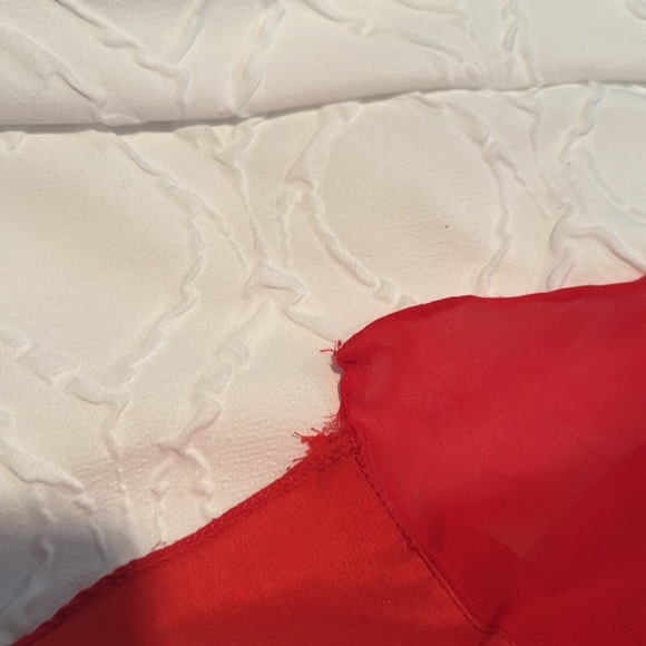 Faviana red long formal sweetheart gown ruched with cape train size 4 - Picture 13 of 14